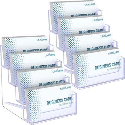 Uniclife Acrylic Business Card Holder for Desk 1 Slot Clear Business Card Display Stand for Men & Women Desktop Business Card Organizer Card Stand for Office Home Exhibition, 60 Card Capacity