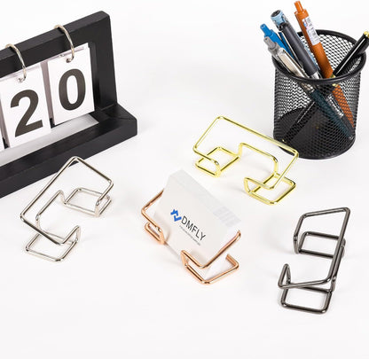 Metal Business Card Holder for Desk, Cute Card Display Stand, Compatible with Various Countertops, Gold