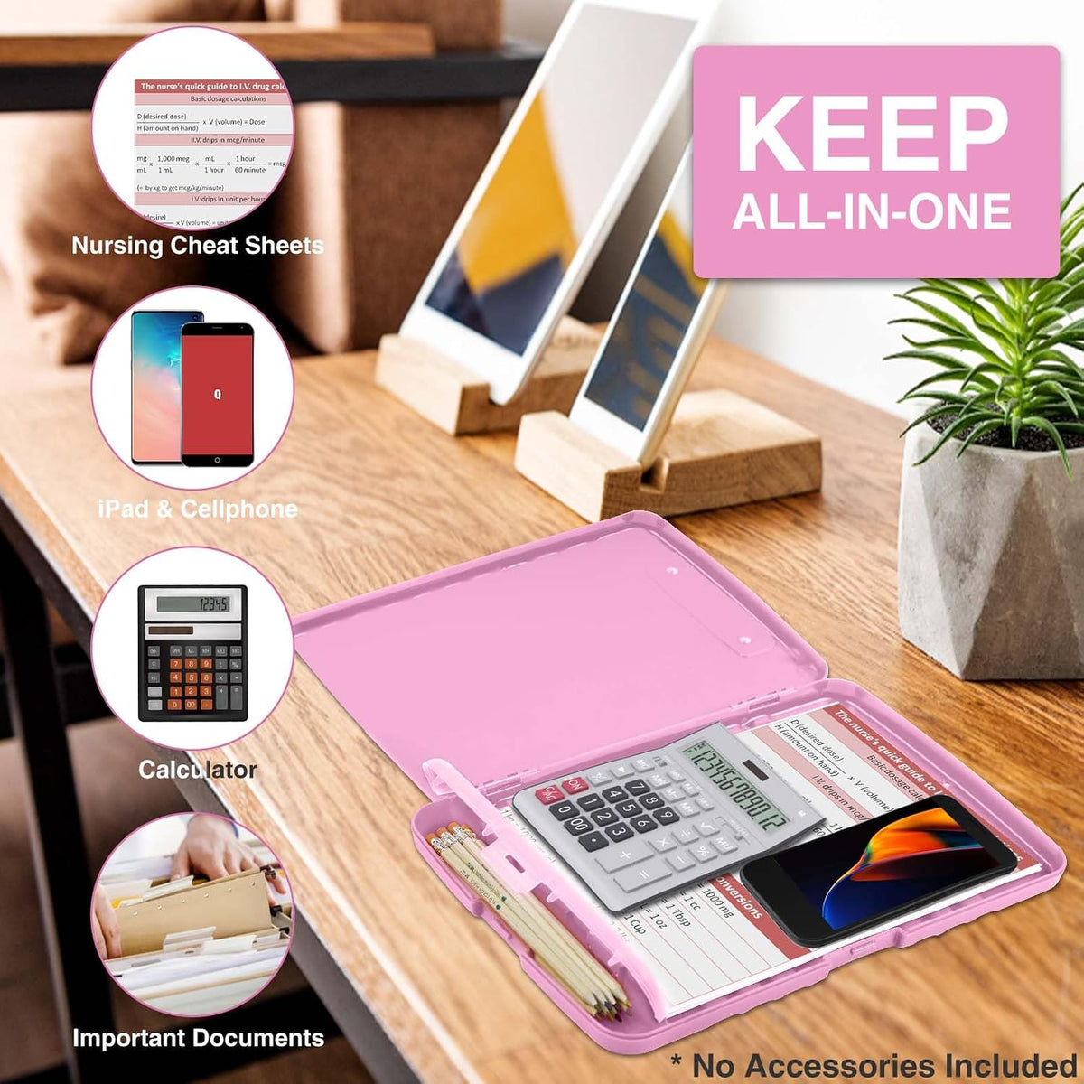 Clipboard with Storage, Clip Board 8.5 x 11 with Pen Holder, High Capacity Plastic Organization Case Box for Letter Legal A4 Size Paper, Nurses Teachers Must Haves, School & Office Supplies