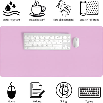 Bloss Leather Desk Pad and Keyboard Wrist Rest, Large Mouse Pad + Keyboard Pad+Mouse Wrist Support, Non-Slip Desk Mat Protector for Office, Home(31.5×15.7 Inches,Beige) - Colors A