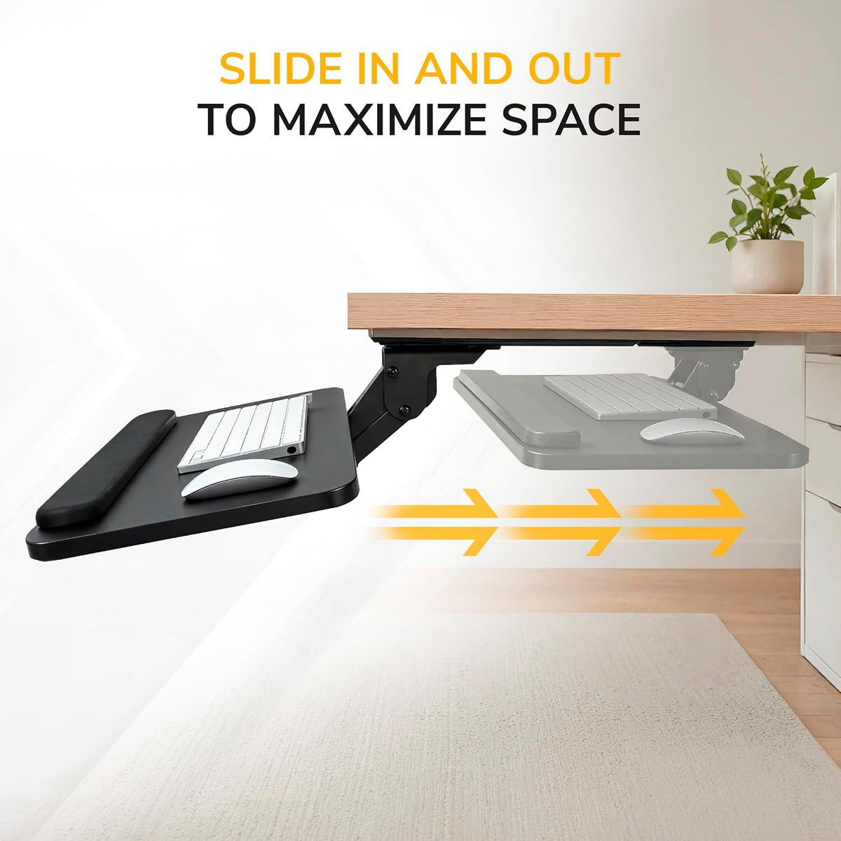 Mount-It! Under Desk Keyboard Tray, Slide-Out Keyboard Drawer with Height, Tilt and Swivel Adjustment, 25" x 10" Keyboard & Mouse Platform with Wrist Rest, Bolt-On Under Desk Mount
