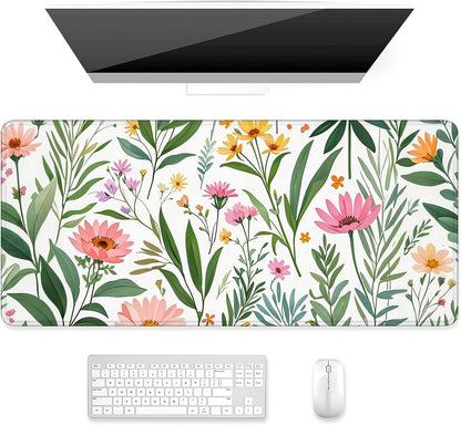 Auhoahsil Desk Mat, Ultra Large Mouse Pad, XXL Gaming Mousepad, Green Tropical Leaves Deskpad, Big Extended Full Size Mouse Pad, Desktop Desk Matt for Keyboard, Laptop & Computer, 35.5 x 15.7 in - Colors A