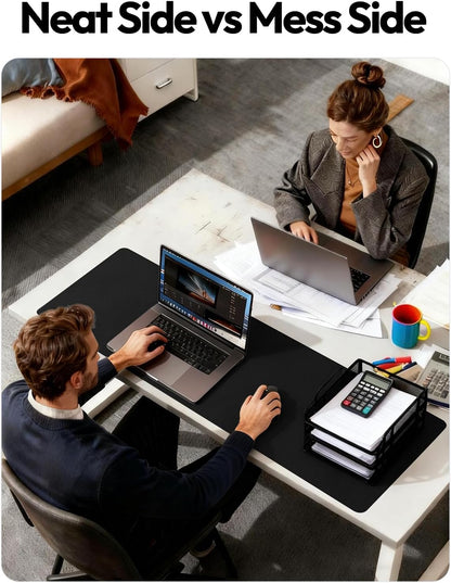 YSAGi Leather Desk Pad Protector, Office Desk Mat, Large Mouse Pad, Non-Slip PU Leather Desk Blotter, Waterproof Laptop Desk Writing Pad for Office and Home (23.6" x 13.8", Eggshell) - Colors B