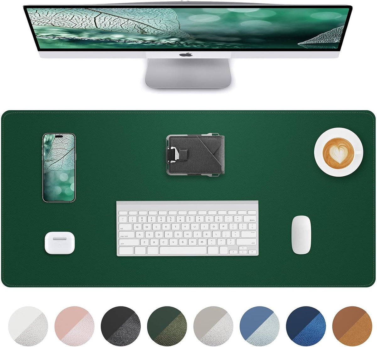 AFIING Large Desk Mat 55" x 24" - PU Leather Desk Pad Protector, Waterproof Non-Slip Extended Mouse Pad for Office Desk, Keyboard, Laptop and Home Workspace (Black)