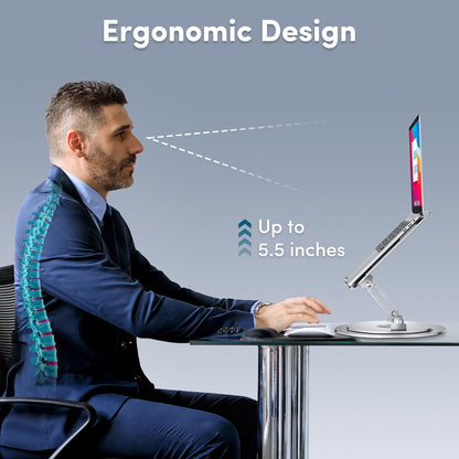 Lifelong Ergonomic Adjustable Laptop Stand for Desk, Extra Tall 20” Height Aluminum Laptop Riser, Portable Foldable Computer Stand, Fits 10-17” Laptops for Office Meetings, Teamwork & Desk Setup