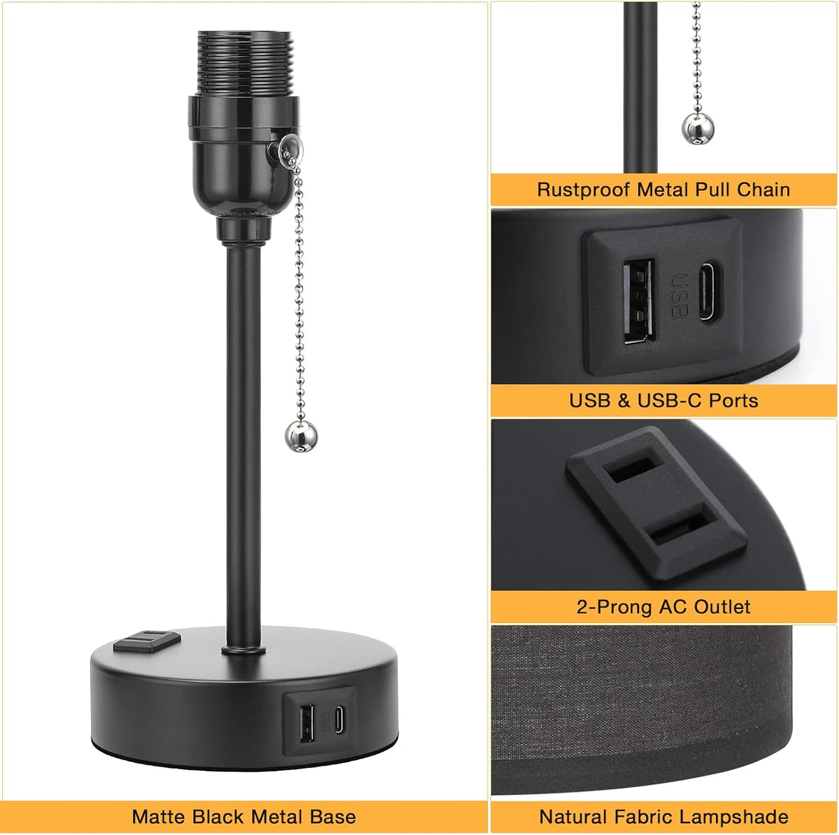 Dicoool Bedside Table Lamp for Bedroom - Small Desk Lamp with USB Ports