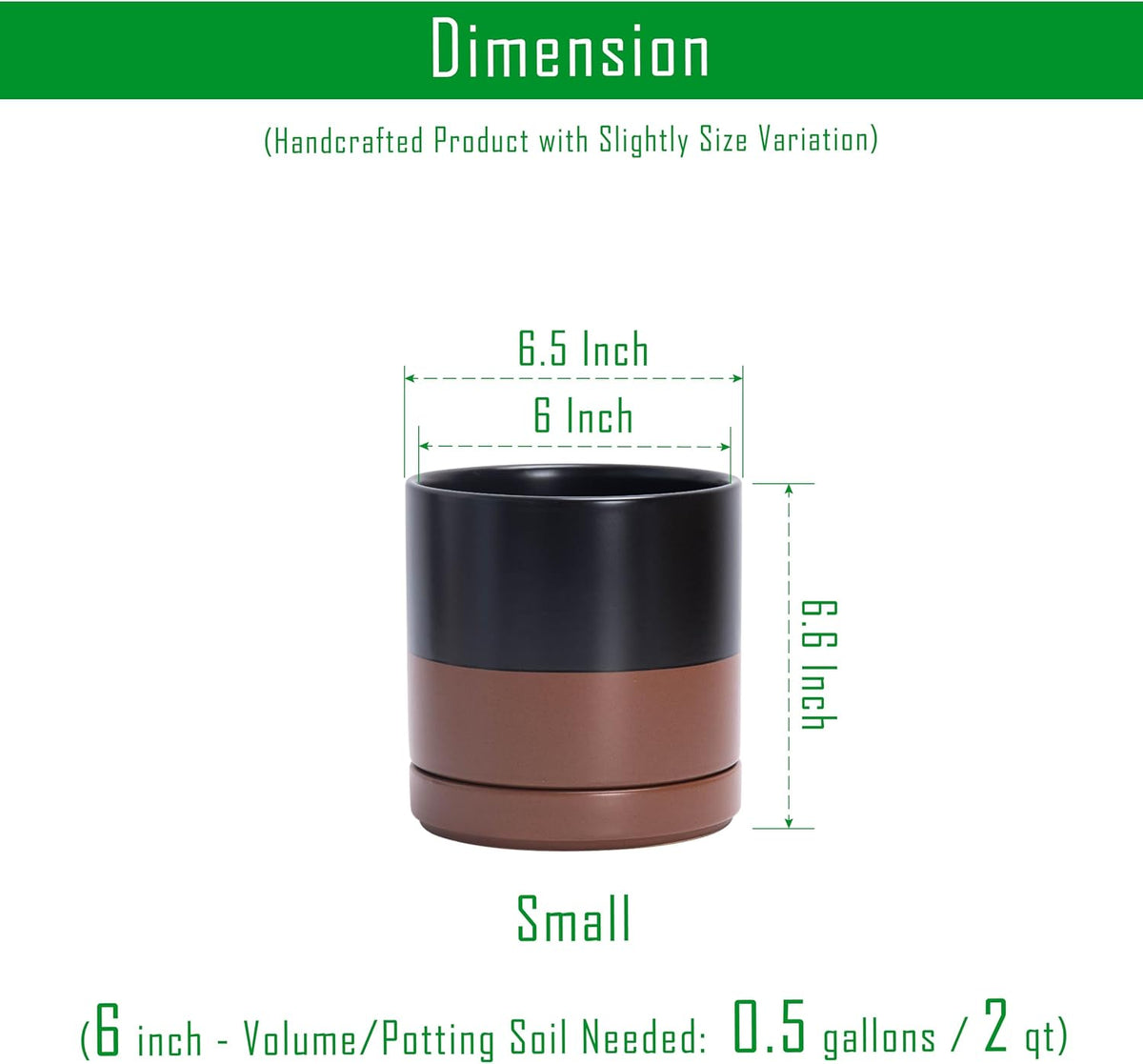 D'vine Dev 4.7 Inch Ceramic Planter Pot with Drainage Hole and Saucer, Indoor Cylinder Round Planter Pot, Teal, 94-O-B-9