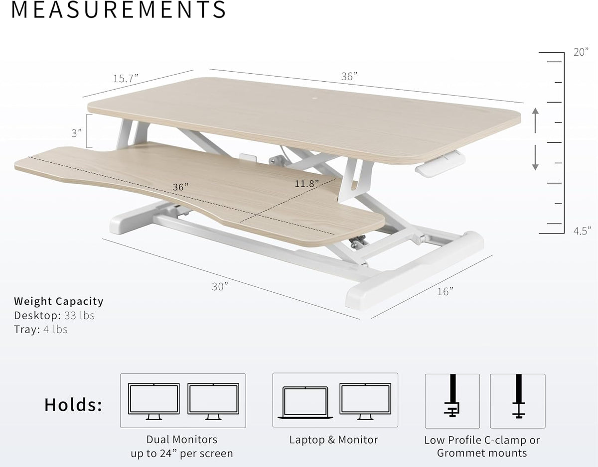 Black 32 in Standing Desk Converter, DESK-V000K