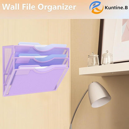 Kuntine.B Wall File Organizer Office Hanging Magazine Holder Wall File Organizer for Office Home (Black, 5 Tier)