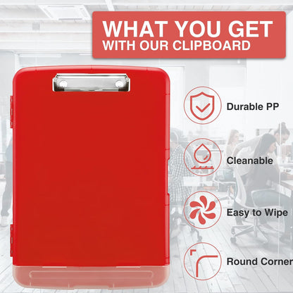 Clipboard with Storage, Clip Board 8.5 x 11 with Pen Holder, High Capacity Plastic Organization Case Box for Letter Legal A4 Size Paper, Nurses Teachers Must Haves, School & Office Supplies
