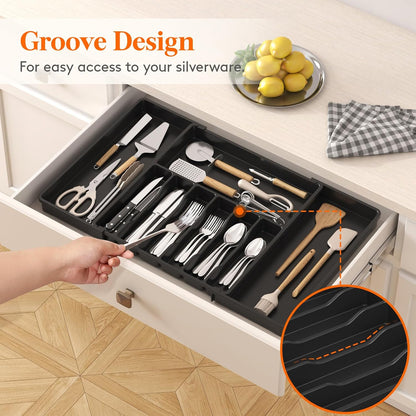 Expandable Silverware Drawer Organizer, Kitchen Utensil Tray