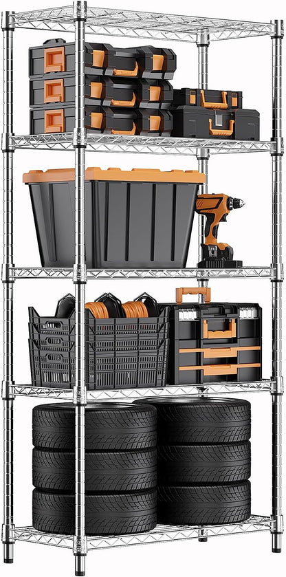 M MZG 450 lbs Steel Storage Shelving 3-Tier Utility Shelving Unit Steel Organizer Wire Rack for Home,Kitchen,Office (11.8" D x 17.7" W x 26.3" H) - Colors B