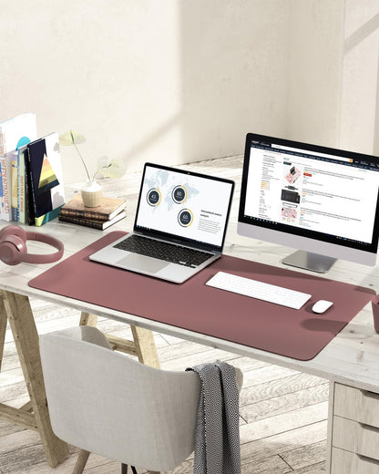 YSAGi Non-Slip Leather Desk Pad, Waterproof Laptop Computer Desk Keyboard Mat, Table Protector Blotter Mat, Large Mouse Pad for Office/Work/Home/Decor(Dark Brown, 31.5" x 15.7")