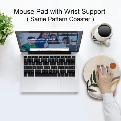 Ergonomic Mouse Pad with Wrist Support Rest,Large Mousepad Gel Wrist Rest, with Coaster Non-Slip & Pain Relief for Computer, Desk, Home&Office-Beach - Colors B