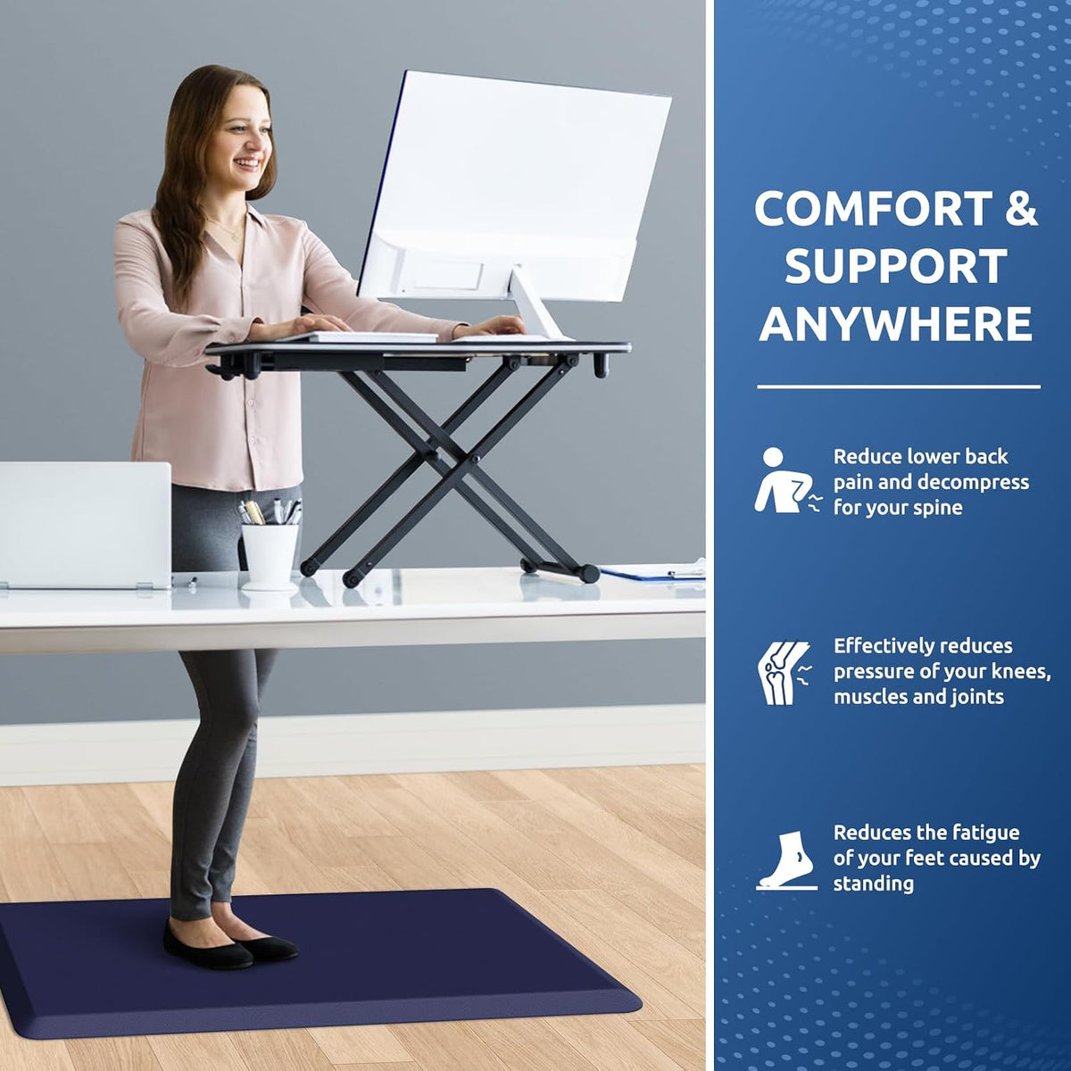 KitchenClouds Kitchen Mat Cushioned Anti Fatigue Rug 17.3"x28" Water Resistant, Non Slip, Standing and Comfort Desk/Floor Mats for House Sink Office (Black)