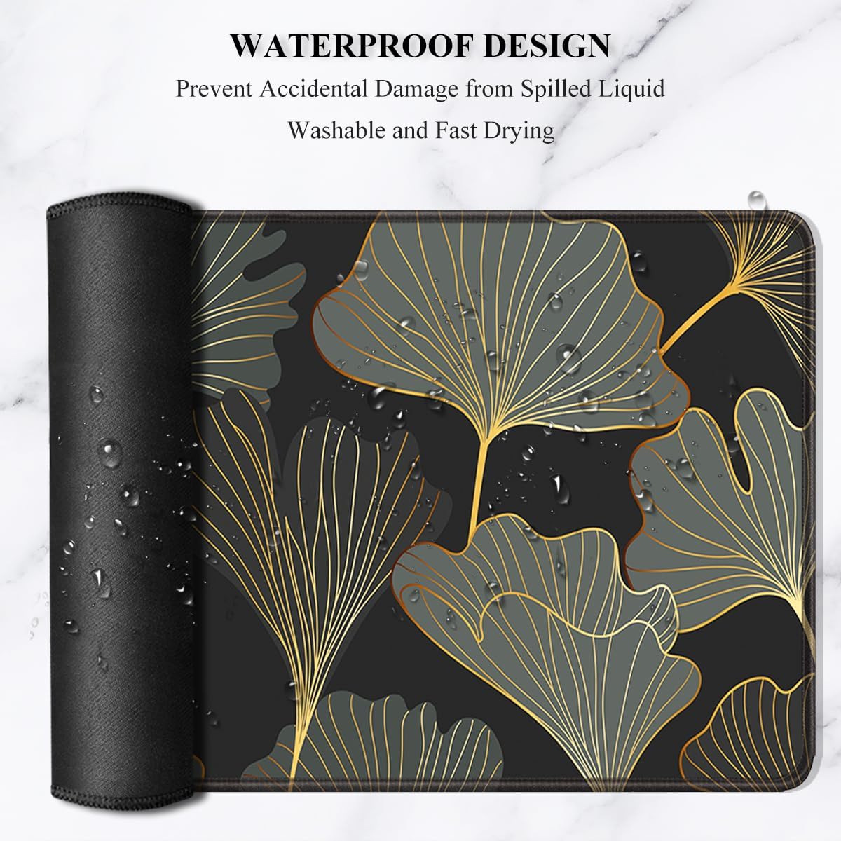 Auhoahsil Desk Mat, Ultra Large Mouse Pad, XXL Gaming Mousepad, Green Tropical Leaves Deskpad, Big Extended Full Size Mouse Pad, Desktop Desk Matt for Keyboard, Laptop & Computer, 35.5 x 15.7 in - Colors B