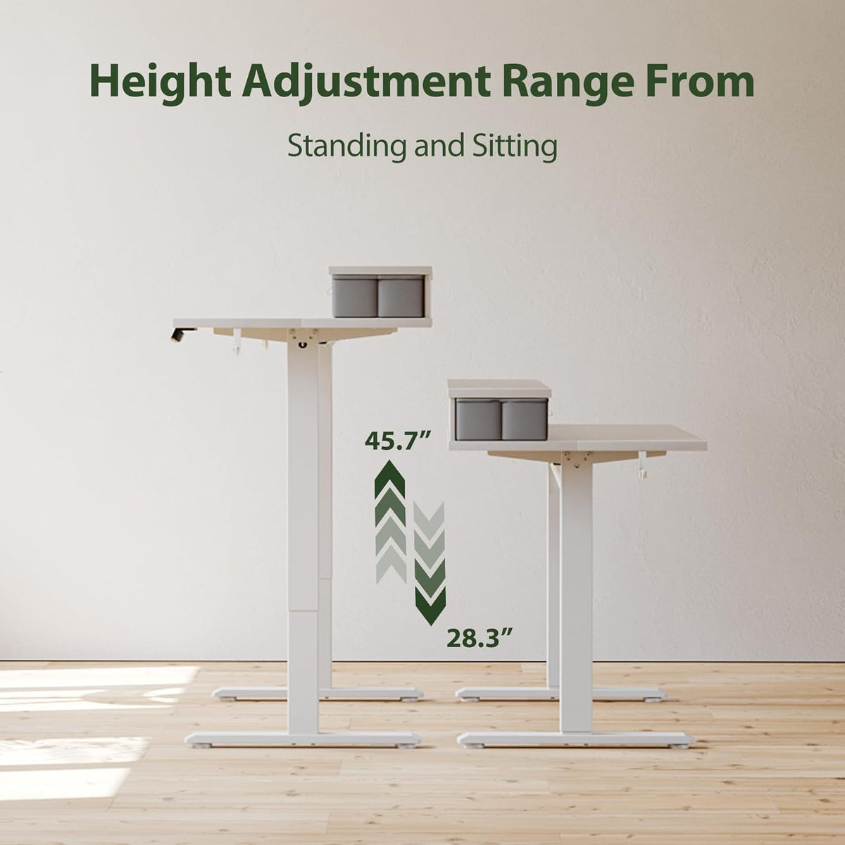 48 * 24 Inch Electric Standing Desk with Shelf & Led, Dark Walnut