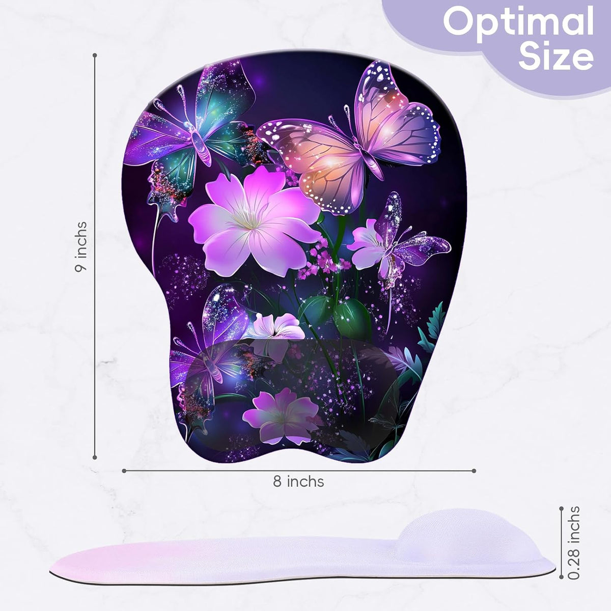 Wrist Support Mouse Pad Anti Slip Rubber Wrist Rest Mousepad 9in X 8in Small Desktop Notebook Mouse Mat for Working and Gaming (M-Pink Floral)