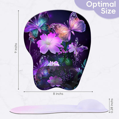 Wrist Support Mouse Pad Anti Slip Rubber Wrist Rest Mousepad 9in X 8in Small Desktop Notebook Mouse Mat for Working and Gaming (M-Pink Floral)