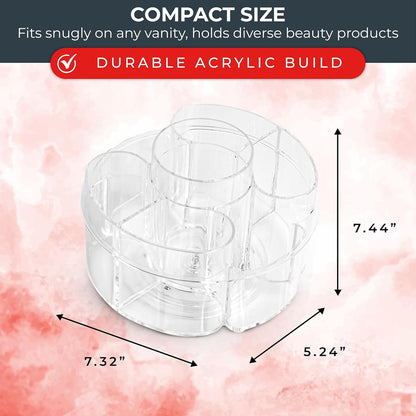 Masirs 360 Rotating Makeup Organizer Countertop - Adjustable Shelf Height - The Perfect Round Spinning Cosmetic Organizer for Bedroom Dresser or Vanity Countertop Storage (Clear)
