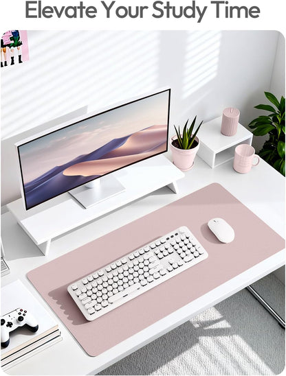 YSAGi Leather Desk Pad Protector, Office Desk Mat, Large Mouse Pad, Non-Slip PU Leather Desk Blotter, Waterproof Laptop Desk Writing Pad for Office and Home (23.6" x 13.8", Eggshell) - Colors A