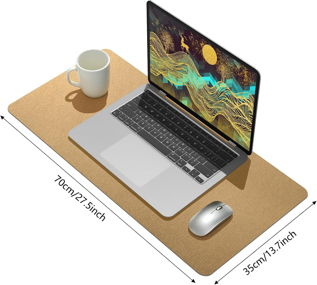 Bloss Leather Desk Pad and Keyboard Wrist Rest, Large Mouse Pad + Keyboard Pad+Mouse Wrist Support, Non-Slip Desk Mat Protector for Office, Home(31.5×15.7 Inches,Beige) - Colors A
