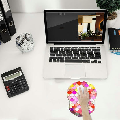 Wrist Support Mouse Pad Anti Slip Rubber Wrist Rest Mousepad 9in X 8in Small Desktop Notebook Mouse Mat for Working and Gaming (M-Pink Floral)