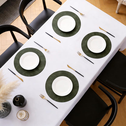 MOSAYT Vinyl Placemats Set of 6-12 X 17 Inch - Faux Leather 100% Waterproof Oil-Proof Wipeable PU Place Mats, Heat Resistant Reversible Table Mats for Kitchen, Dining, Outdoor, Reddish Brown