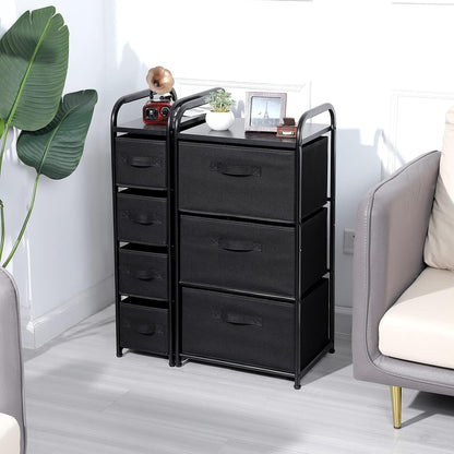 Dresser Storage with 3 Drawers, Fabric Dresser Tower, Vertical Storage Unit for Bedroom, Closet, Office, Black