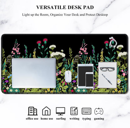 Auhoahsil Desk Mat, Ultra Large Mouse Pad, XXL Gaming Mousepad, Green Tropical Leaves Deskpad, Big Extended Full Size Mouse Pad, Desktop Desk Matt for Keyboard, Laptop & Computer, 35.5 x 15.7 in - Colors A