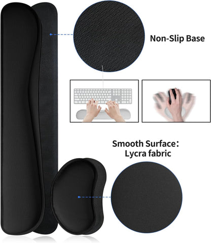 Bloss Leather Desk Pad and Keyboard Wrist Rest, Large Mouse Pad + Keyboard Pad+Mouse Wrist Support, Non-Slip Desk Mat Protector for Office, Home(31.5×15.7 Inches,Beige) - Colors B