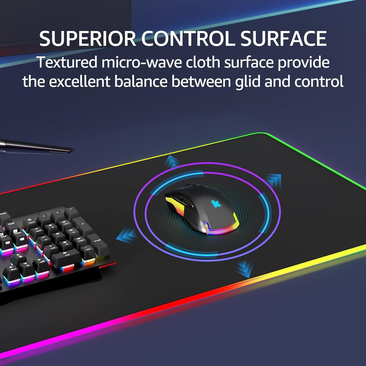 KTRIO Large Gaming Mouse Pad Desk Mat for Gamer, 31.5" x 11.8", Black, XL | Extended Size Design, Superior Micro-Weave Cloth, Non-Slip Rubber Base, Durable Stitched Edges, Water-Resistant Coating