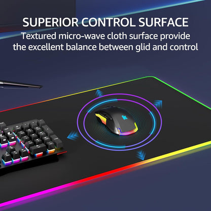 KTRIO Large Gaming Mouse Pad Desk Mat for Gamer, 31.5" x 11.8", Black, XL | Extended Size Design, Superior Micro-Weave Cloth, Non-Slip Rubber Base, Durable Stitched Edges, Water-Resistant Coating
