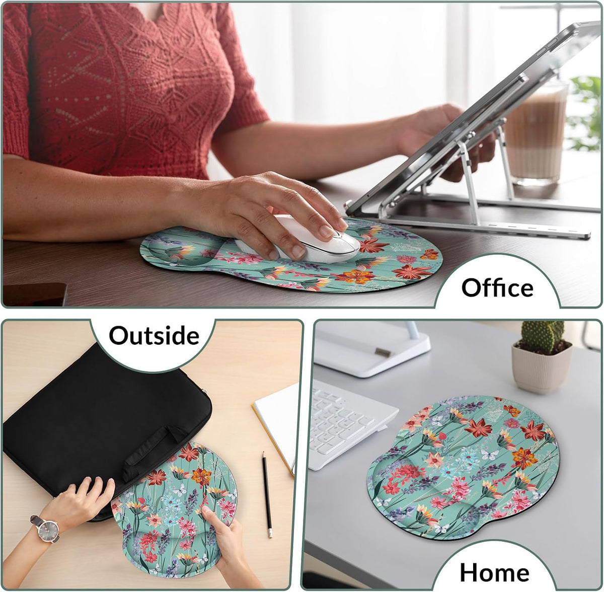 KONVINIT Ergonomic Mouse Pad with Wrist Rest, Small Mousepad with Non-Slip Rubber Base and Smooth Surface, Beach Mouse Pads for Desk, Office Desk Accessories