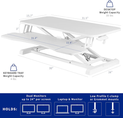 Black 32 in Standing Desk Converter, DESK-V000K