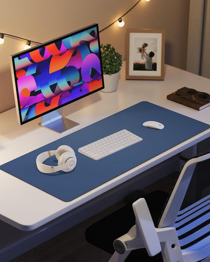 AFIING Large Desk Mat 55" x 24" - PU Leather Desk Pad Protector, Waterproof Non-Slip Extended Mouse Pad for Office Desk, Keyboard, Laptop and Home Workspace (Black)