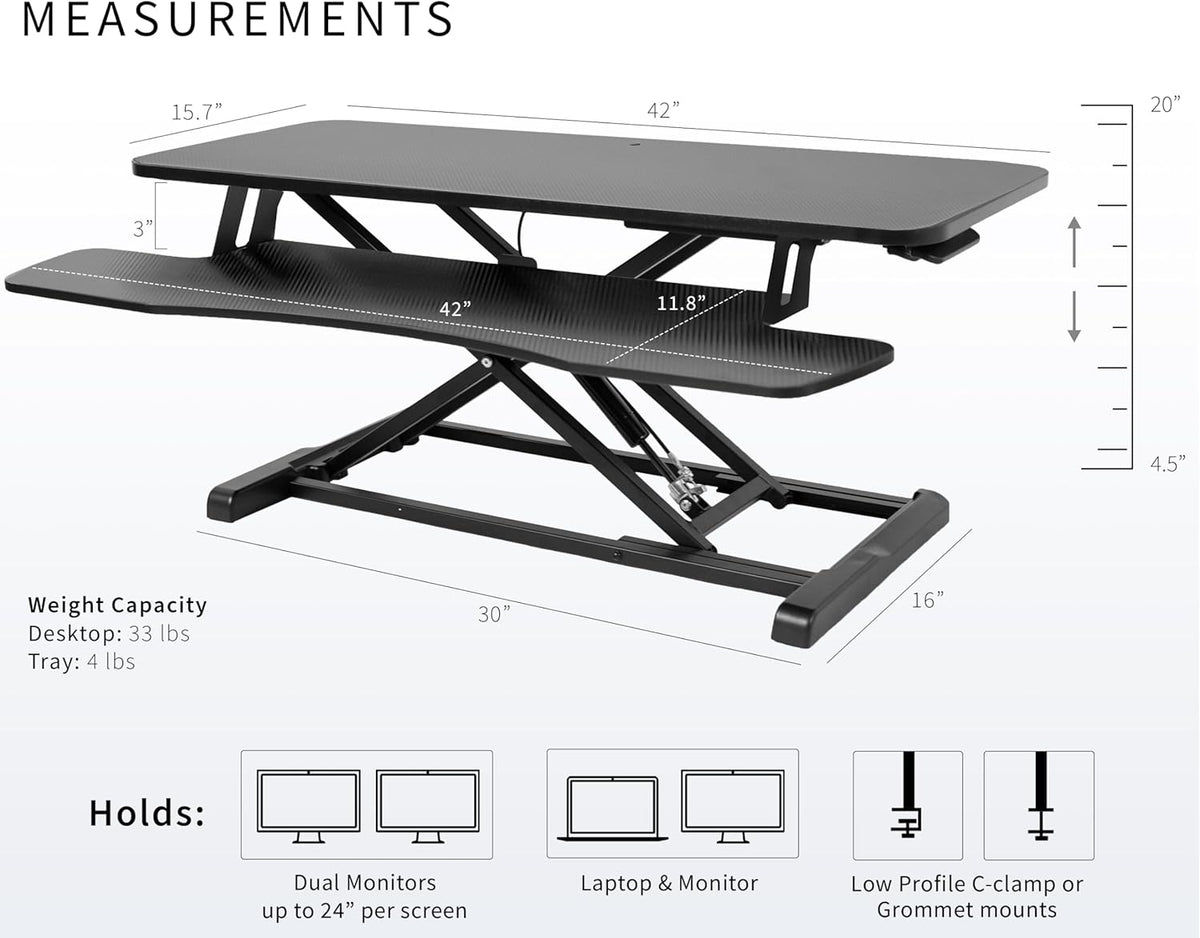 Black 32 in Standing Desk Converter, DESK-V000K