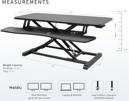 Black 32 in Standing Desk Converter, DESK-V000K