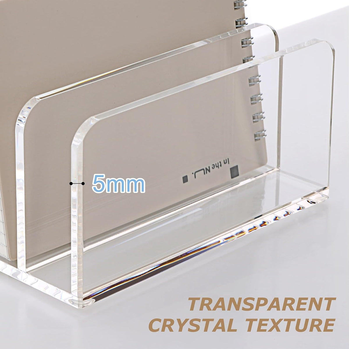 SANRUI Acrylic Mail Sorter Desktop Organizer Holder with Drawer, 5 Compartments Clear Small File Script Letter Document Storage for Desk Bill Filling Envelope Holder Office, Home, School Organization