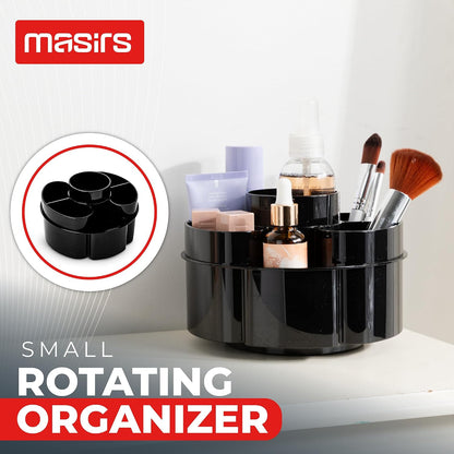 Masirs 360 Rotating Makeup Organizer Countertop - Adjustable Shelf Height - The Perfect Round Spinning Cosmetic Organizer for Bedroom Dresser or Vanity Countertop Storage (Clear)