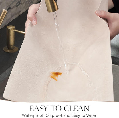 MOSAYT Vinyl Placemats Set of 6-12 X 17 Inch - Faux Leather 100% Waterproof Oil-Proof Wipeable PU Place Mats, Heat Resistant Reversible Table Mats for Kitchen, Dining, Outdoor, Reddish Brown