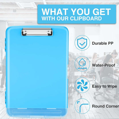Clipboard with Storage, Clip Board 8.5 x 11 with Pen Holder, High Capacity Plastic Organization Case Box for Letter Legal A4 Size Paper, Nurses Teachers Must Haves, School & Office Supplies