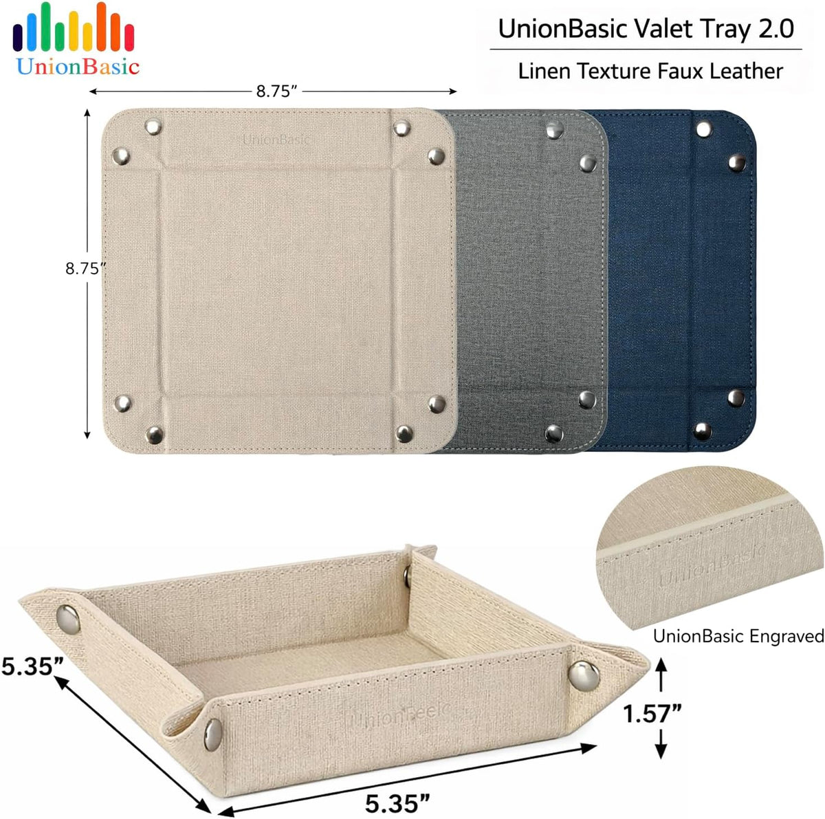 Small Valet Tray, Jewelry Tray for Rings Watches Earrings, Entryway Catchall Caddy for Coins Keys Change, Nightstand Bedside Valet Holder, Trays for Electronic Gadgets, Beige - Colors A