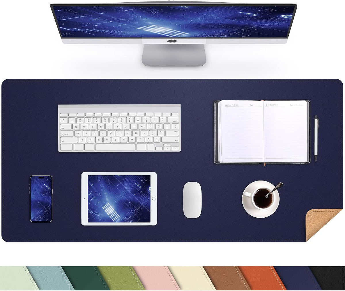 Large Desk Mat, 47" x 17", Black