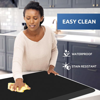 KitchenClouds Kitchen Mat Cushioned Anti Fatigue Rug 17.3"x28" Water Resistant, Non Slip, Standing and Comfort Desk/Floor Mats for House Sink Office (Black)