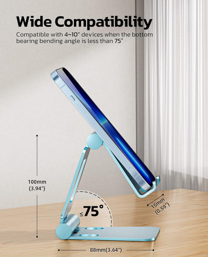 Nulaxy Dual Folding Cell Phone Stand, Fully Adjustable Foldable Desktop Phone Holder Cradle Dock Compatible with iPhone 17 16 15 14 13 12 11 Pro Max Xs Xr X 8, Nintendo Switch, All Phones - Purple