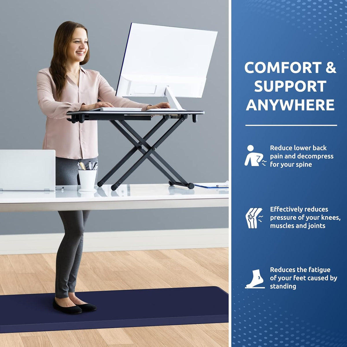 KitchenClouds Kitchen Mat Cushioned Anti Fatigue Rug 17.3"x28" Water Resistant, Non Slip, Standing and Comfort Desk/Floor Mats for House Sink Office (Black)
