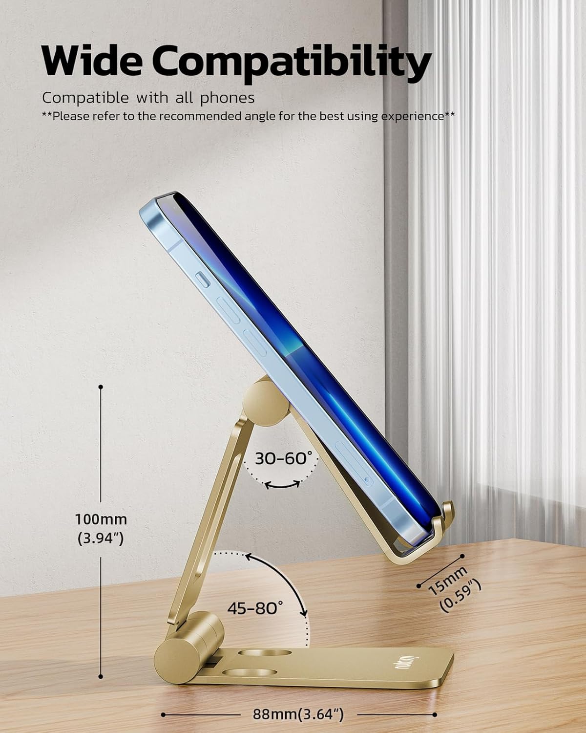 Nulaxy Dual Folding Cell Phone Stand, Fully Adjustable Foldable Desktop Phone Holder Cradle Dock Compatible with iPhone 17 16 15 14 13 12 11 Pro Max Xs Xr X 8, Nintendo Switch, All Phones - Purple
