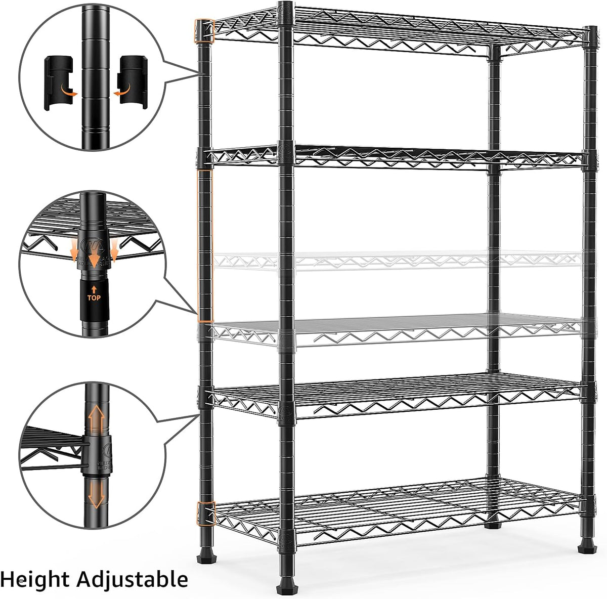 M MZG 450 lbs Steel Storage Shelving 3-Tier Utility Shelving Unit Steel Organizer Wire Rack for Home,Kitchen,Office (11.8" D x 17.7" W x 26.3" H) - Colors A