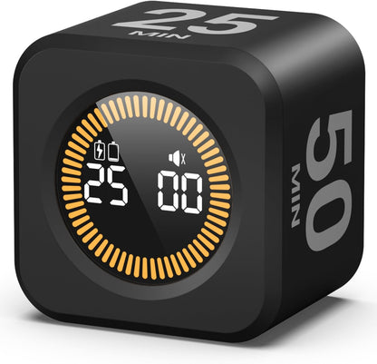 KADAMS Pomodoro Cube Timer Productivity Visual Timer - 5/10/25/50 Min Rotating Countdown (1, Green)
